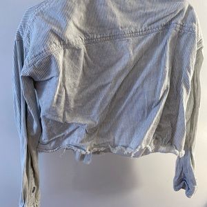 Cropped fringe denim jacket